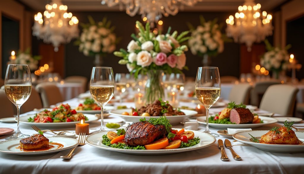 découvrez les repas de gala les plus spectaculaires du monde : des dîners fastueux, des décors éblouissants et des menus d'exception qui font rêver les amateurs de gastronomie et de luxe.