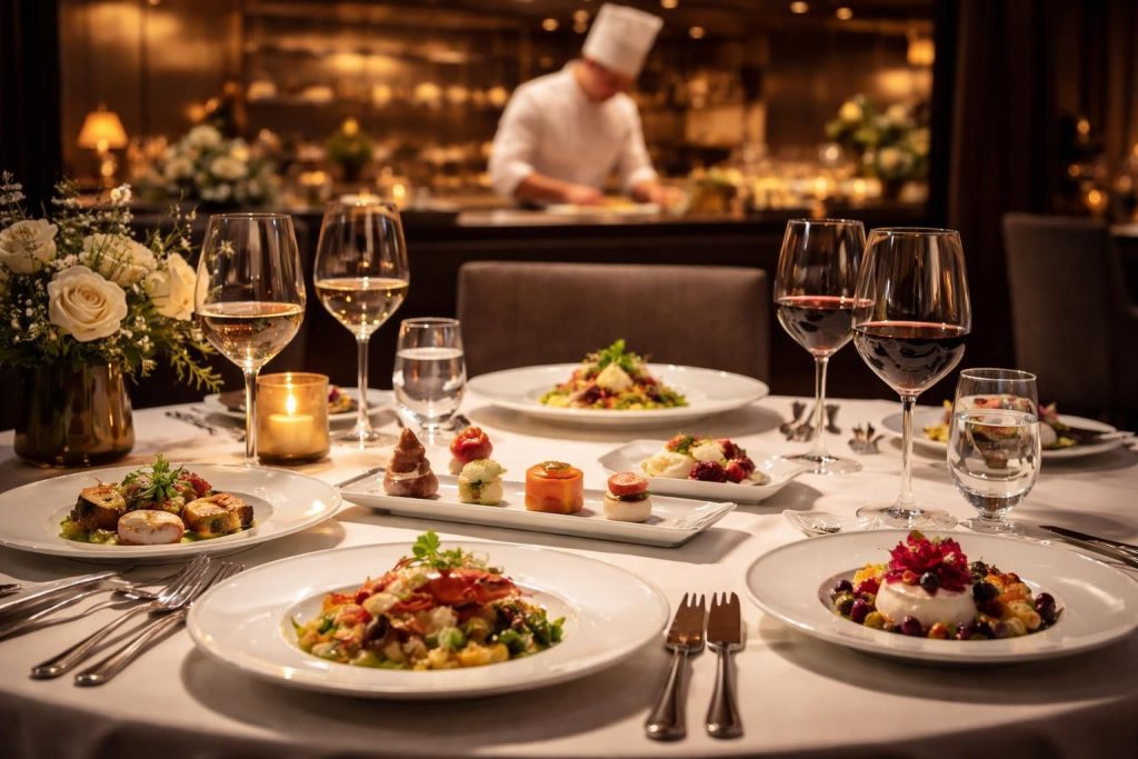 offrez un dîner gastronomique unique au restaurant omnia avec un menu dégustation exclusif élaboré par notre chef, pour une expérience culinaire inoubliable.