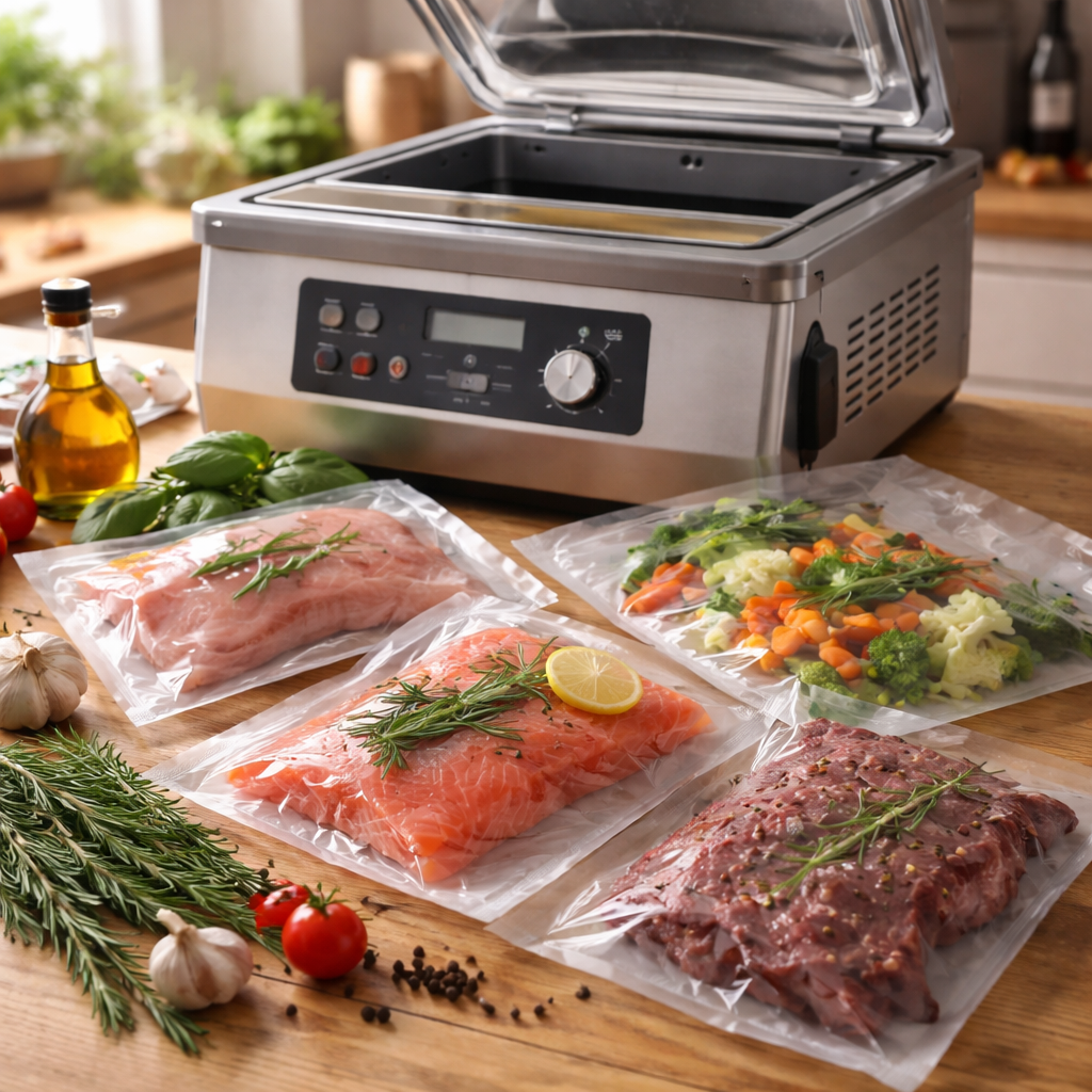 Scène de mise sous vide alimentaire
